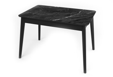 Стіл кухонний Jam Честер розкладний 120 / 160 см, чорний / скло діамант 87 М