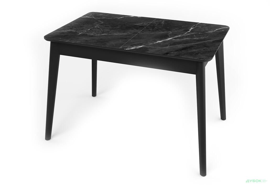 Стіл кухонний Jam Честер розкладний 120 / 160 см, чорний / скло діамант 87 М