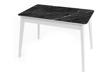 Стіл кухонний Jam Честер розкладний 120 / 160 см, білий / скло діамант 87 М