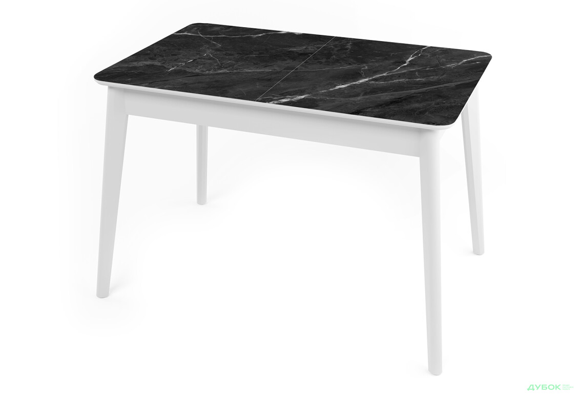 Стіл кухонний Jam Честер розкладний 120 / 160 см, білий / скло діамант 87 М