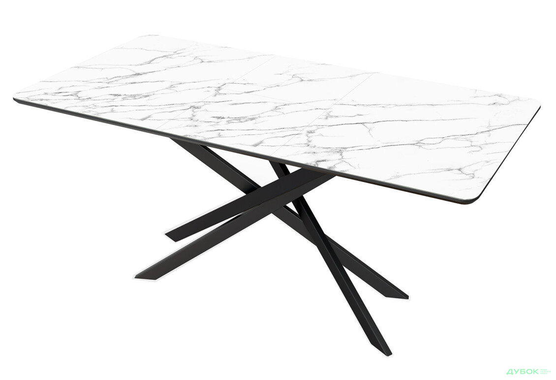 Зображення 2 - Стіл кухонний Jam Кірк розкладний 120 / 160 см, чорний / скло діамант 66 М