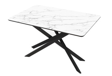 Стіл кухонний Jam Кірк розкладний 120 / 160 см, чорний / скло діамант 66 М