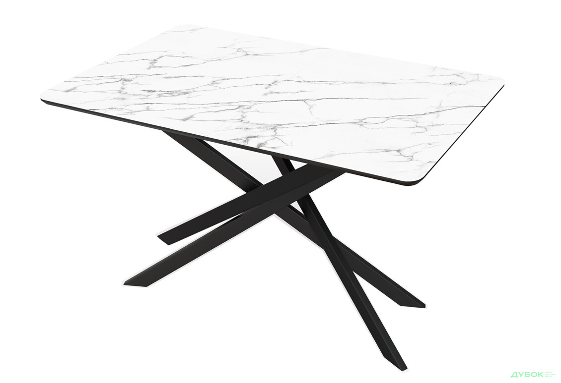 Стіл кухонний Jam Кірк розкладний 120 / 160 см, чорний / скло діамант 66 М