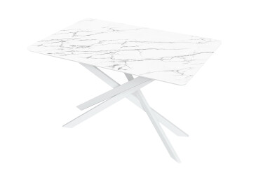 Стіл кухонний Jam Кірк розкладний 120 / 160 см, білий / скло діамант 66 М