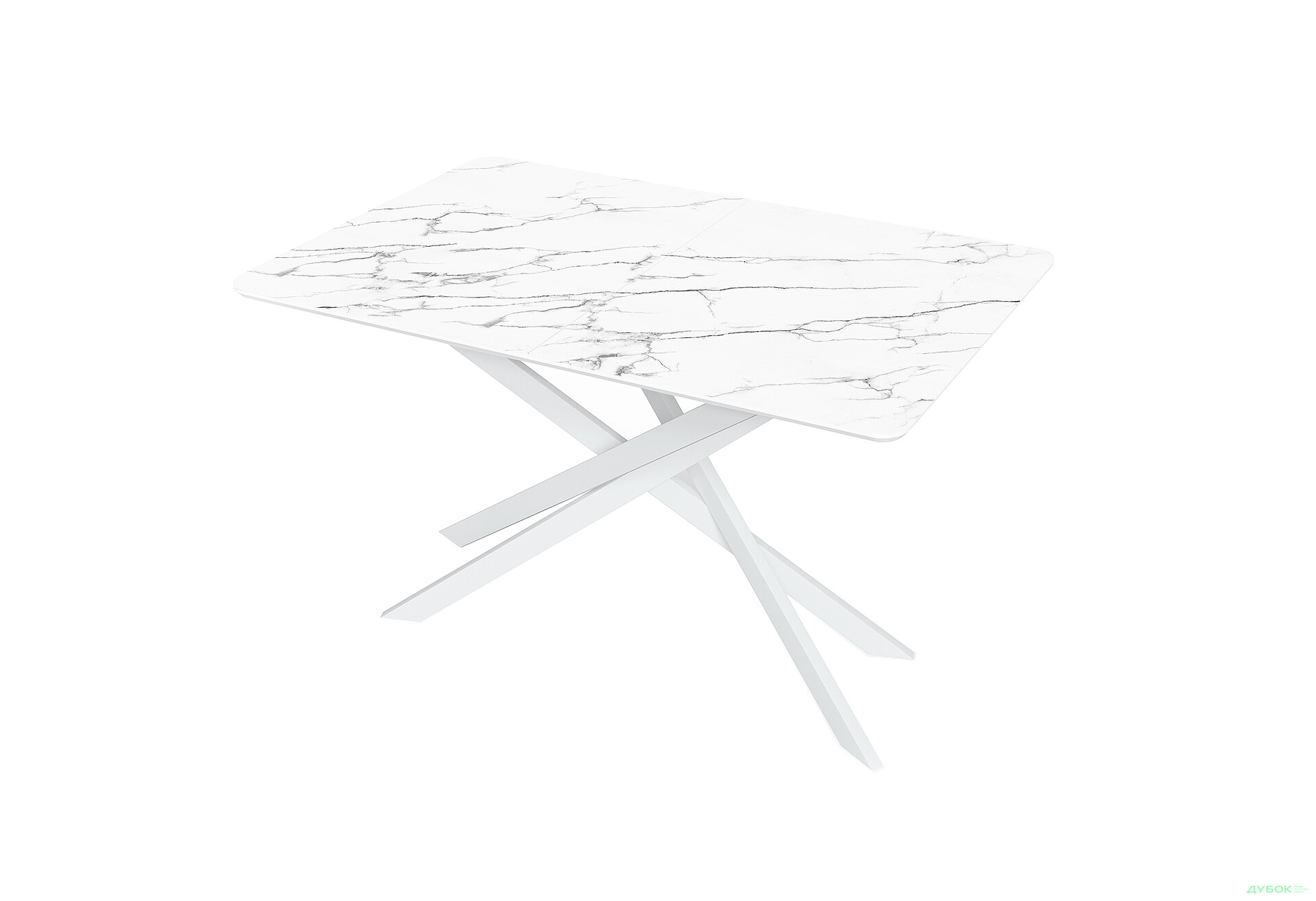 Зображення 1 - Стіл кухонний Jam Кірк розкладний 120 / 160 см, білий / скло діамант 66 М