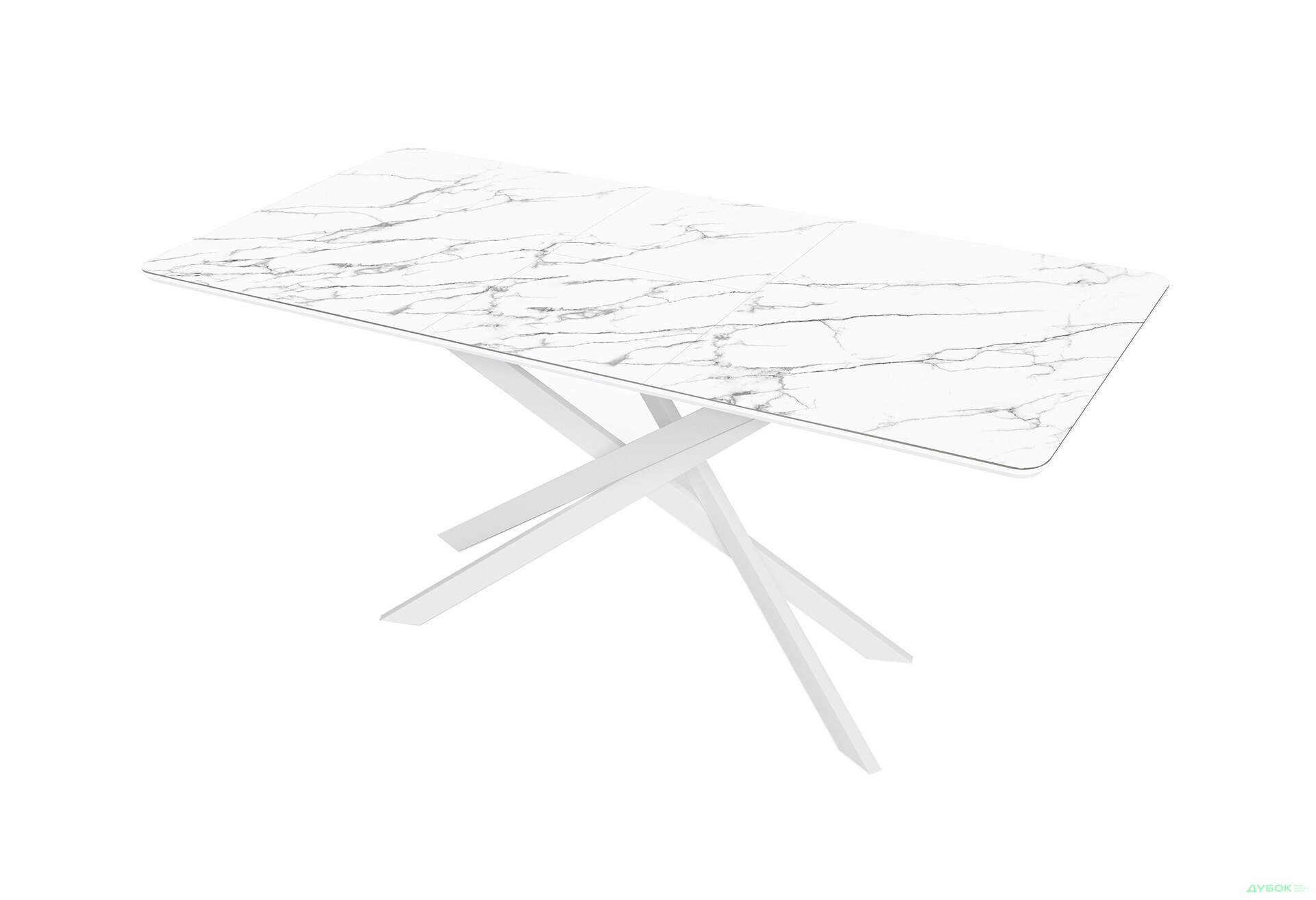 Зображення 2 - Стіл кухонний Jam Кірк розкладний 120 / 160 см, білий / скло діамант 66 М