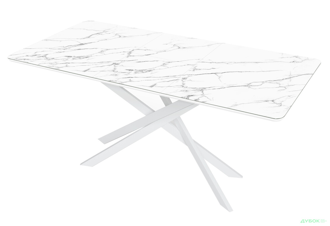 Зображення 2 - Стіл кухонний Jam Кірк розкладний 120 / 160 см, білий / скло діамант 66 М