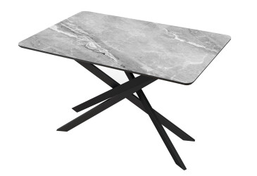 Стіл кухонний Jam Кірк розкладний 120 / 160 см, чорний / скло діамант 78 М