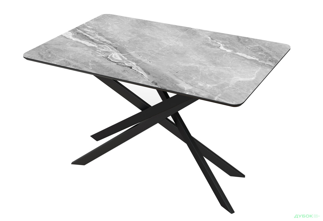 Стіл кухонний Jam Кірк розкладний 120 / 160 см, чорний / скло діамант 78 М