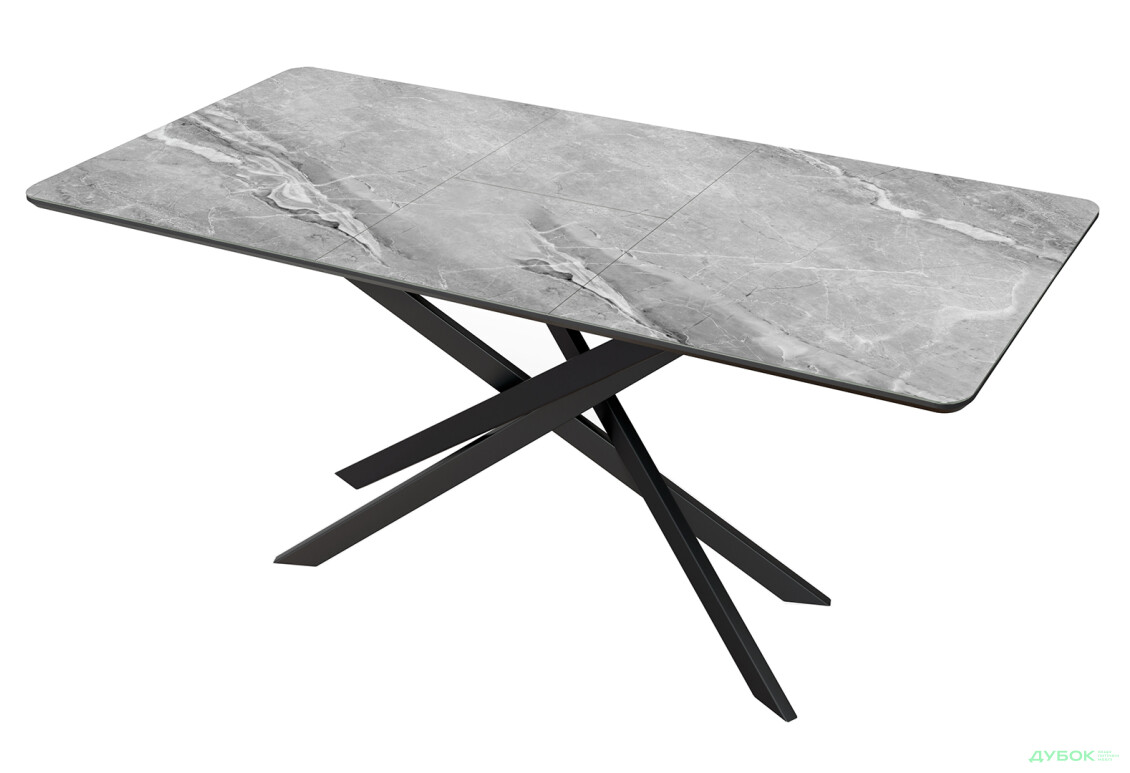 Зображення 2 - Стіл кухонний Jam Кірк розкладний 120 / 160 см, чорний / скло діамант 78 М