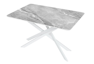 Стіл кухонний Jam Кірк розкладний 120 / 160 см, білий / скло діамант 78 М