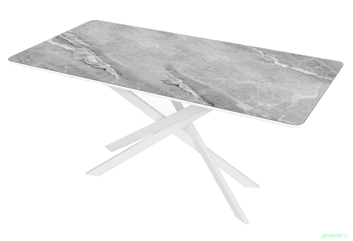 Зображення 2 - Стіл кухонний Jam Кірк розкладний 120 / 160 см, білий / скло діамант 78 М