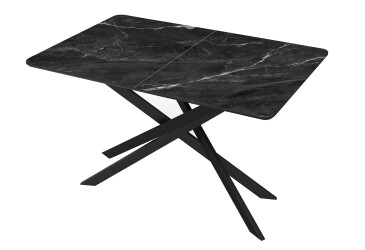 Стіл кухонний Jam Кірк розкладний 120 / 160 см, чорний / скло діамант 87 М