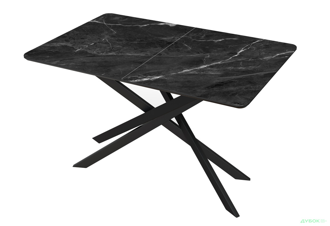 Стіл кухонний Jam Кірк розкладний 120 / 160 см, чорний / скло діамант 87 М