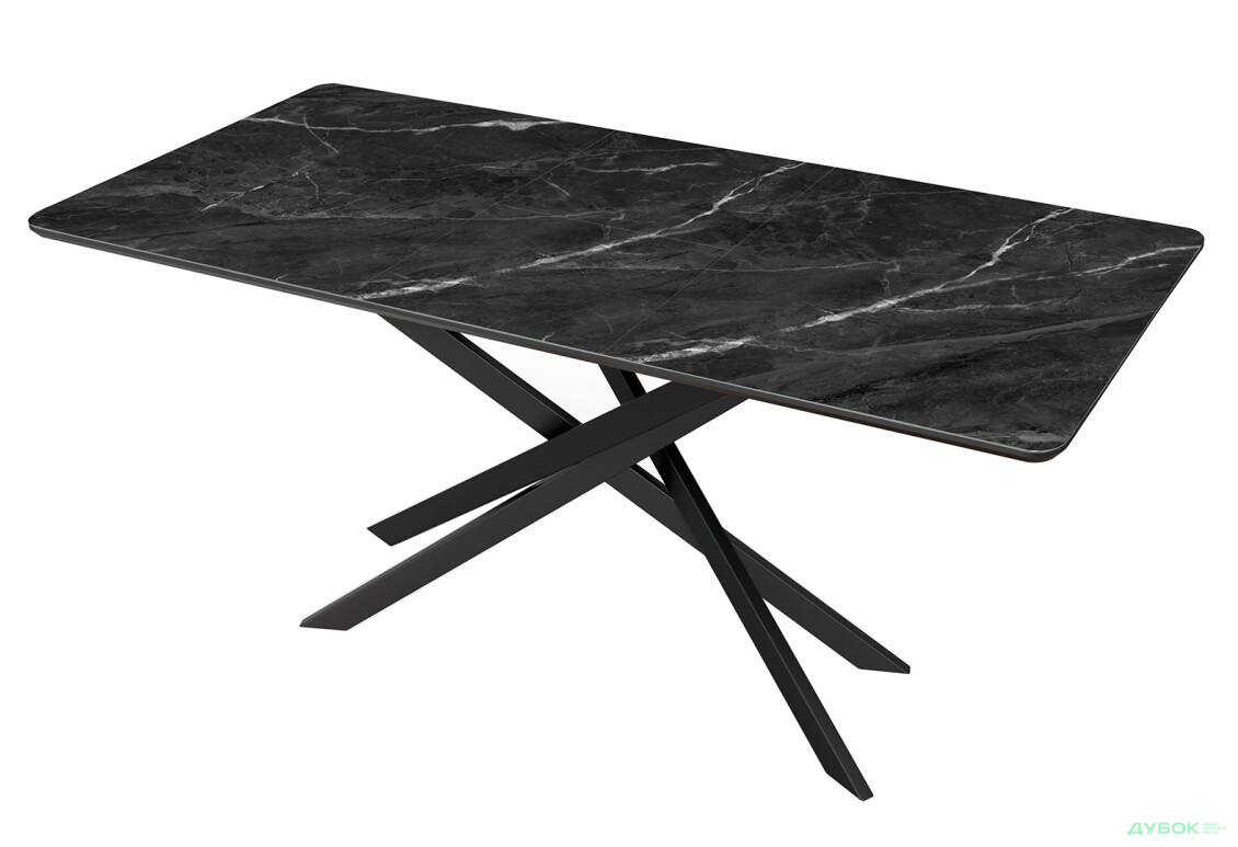 Зображення 2 - Стіл кухонний Jam Кірк розкладний 120 / 160 см, чорний / скло діамант 87 М