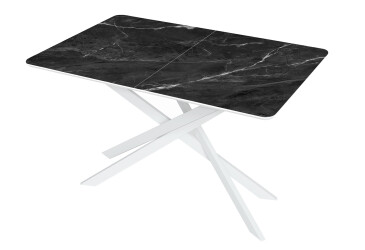 Стіл кухонний Jam Кірк розкладний 120 / 160 см, білий / скло діамант 87 М