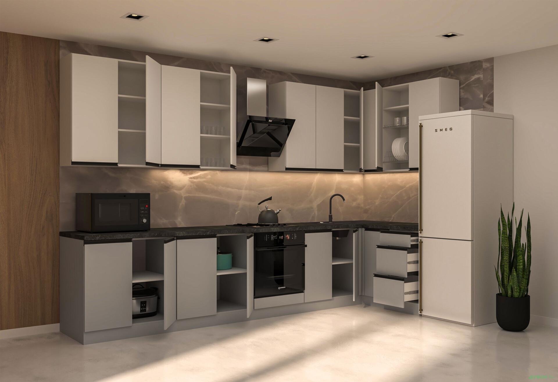 Зображення 2 - Кухня VIP-master ГаМа / GaMa Люкс 360x140 см, німфея альба / сірий