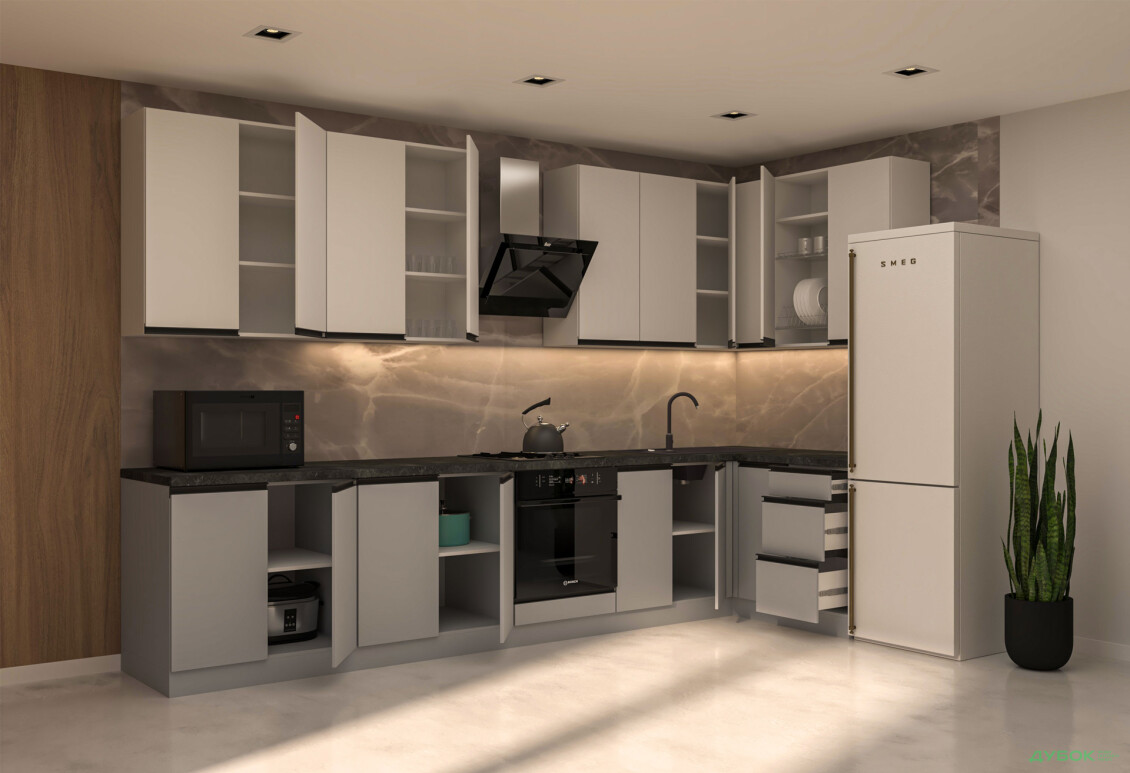 Зображення 2 - Кухня VIP-master ГаМа / GaMa Люкс 360x140 см, німфея альба / сірий