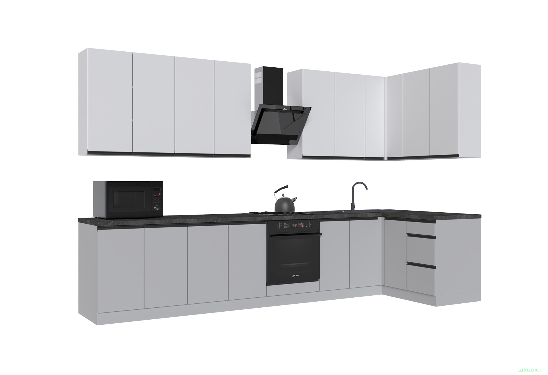 Зображення 4 - Кухня VIP-master ГаМа / GaMa Люкс 360x140 см, німфея альба / сірий