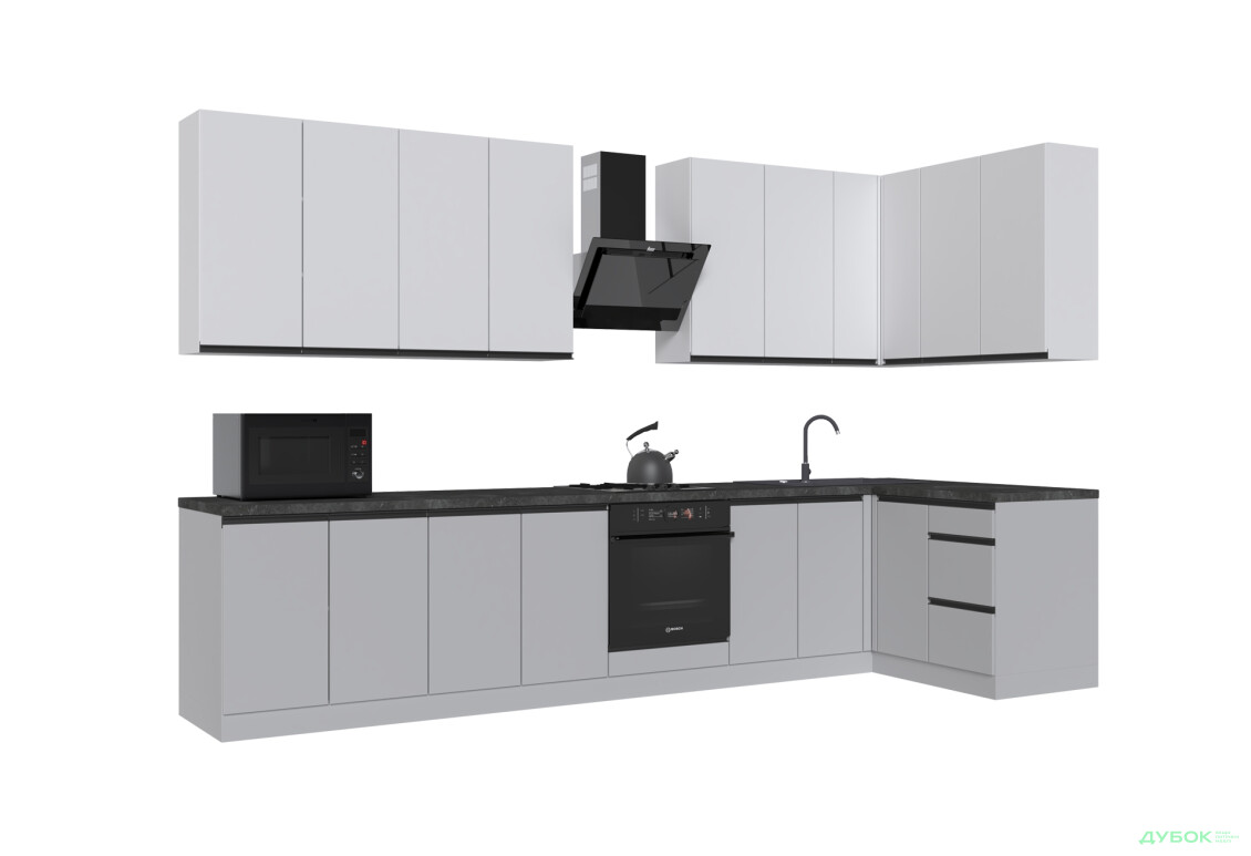 Зображення 4 - Кухня VIP-master ГаМа / GaMa Люкс 360x140 см, німфея альба / сірий