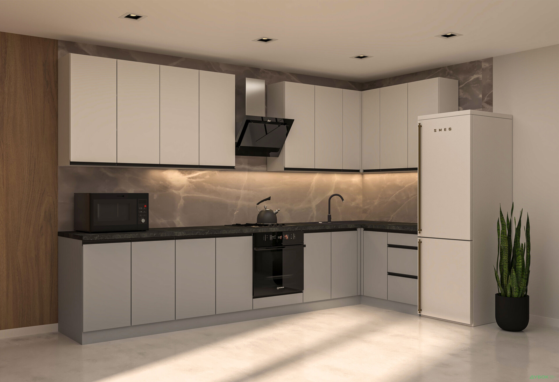 Зображення 1 - Кухня VIP-master ГаМа / GaMa Люкс 360x140 см, німфея альба / сірий