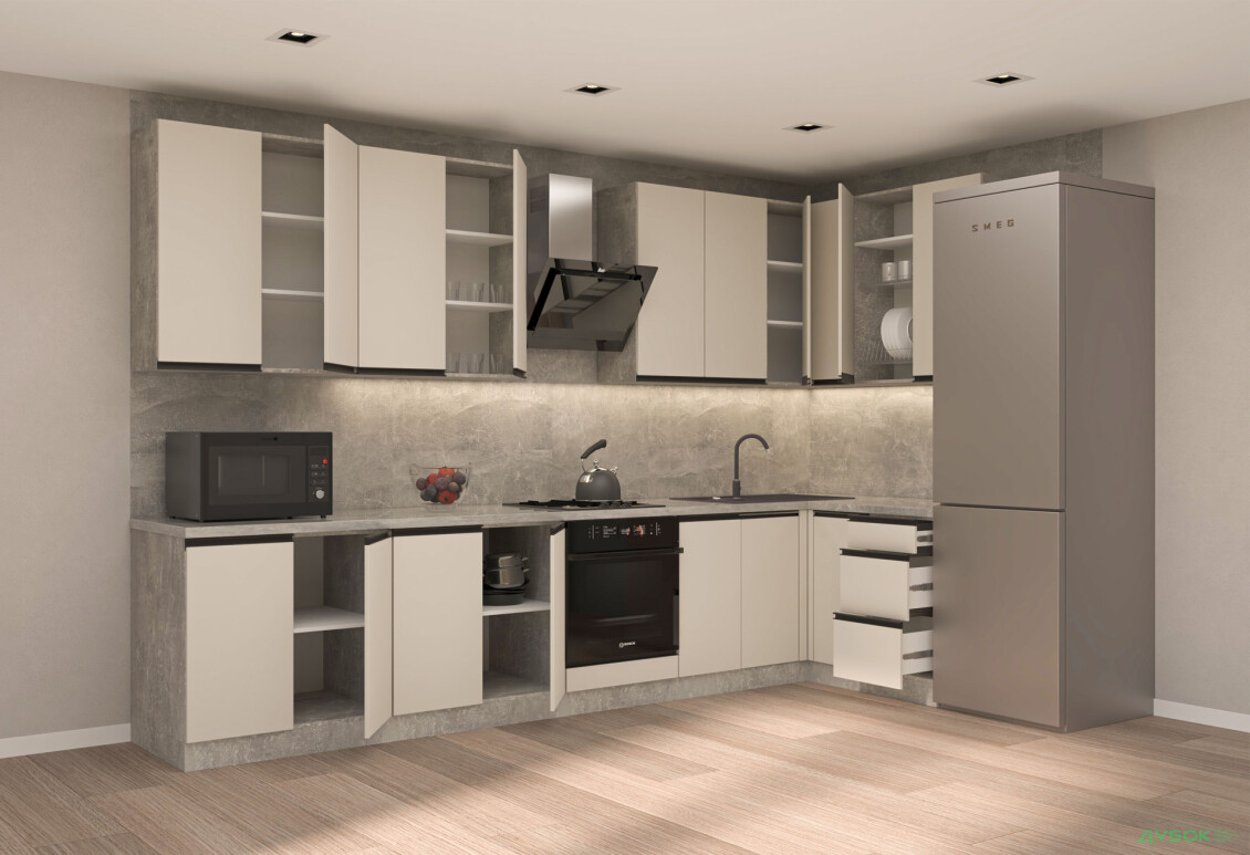 Зображення 2 - Кухня VIP-master ГаМа / GaMa Люкс 360x140 см, бетон / кашемір