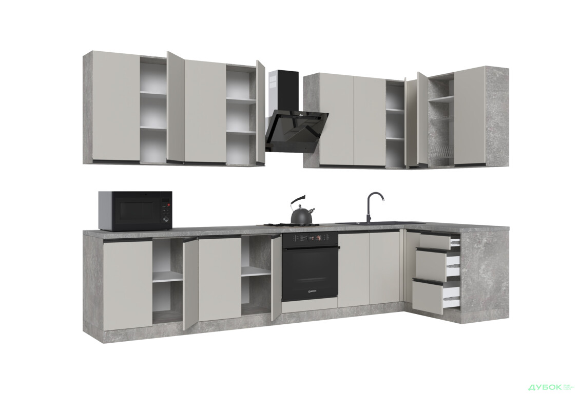 Зображення 5 - Кухня VIP-master ГаМа / GaMa Люкс 360x140 см, бетон / кашемір