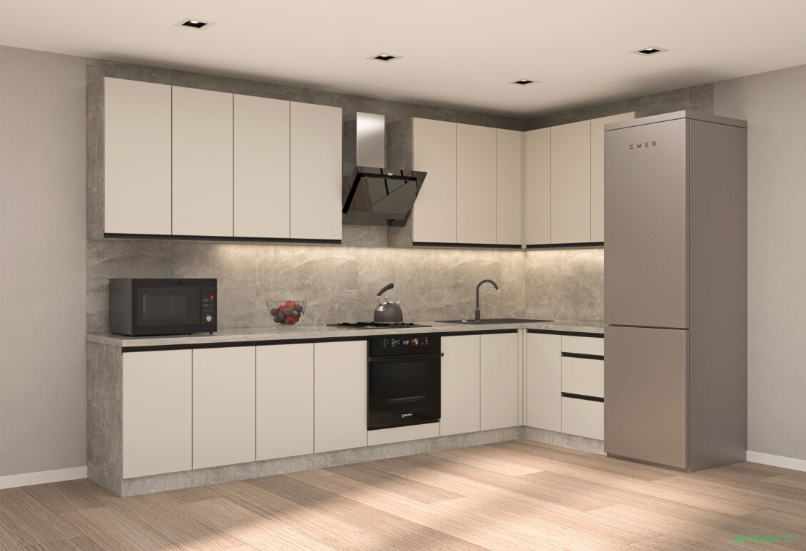 Кухня VIP-master ГаМа / GaMa Люкс 360x140 см, бетон / кашемір