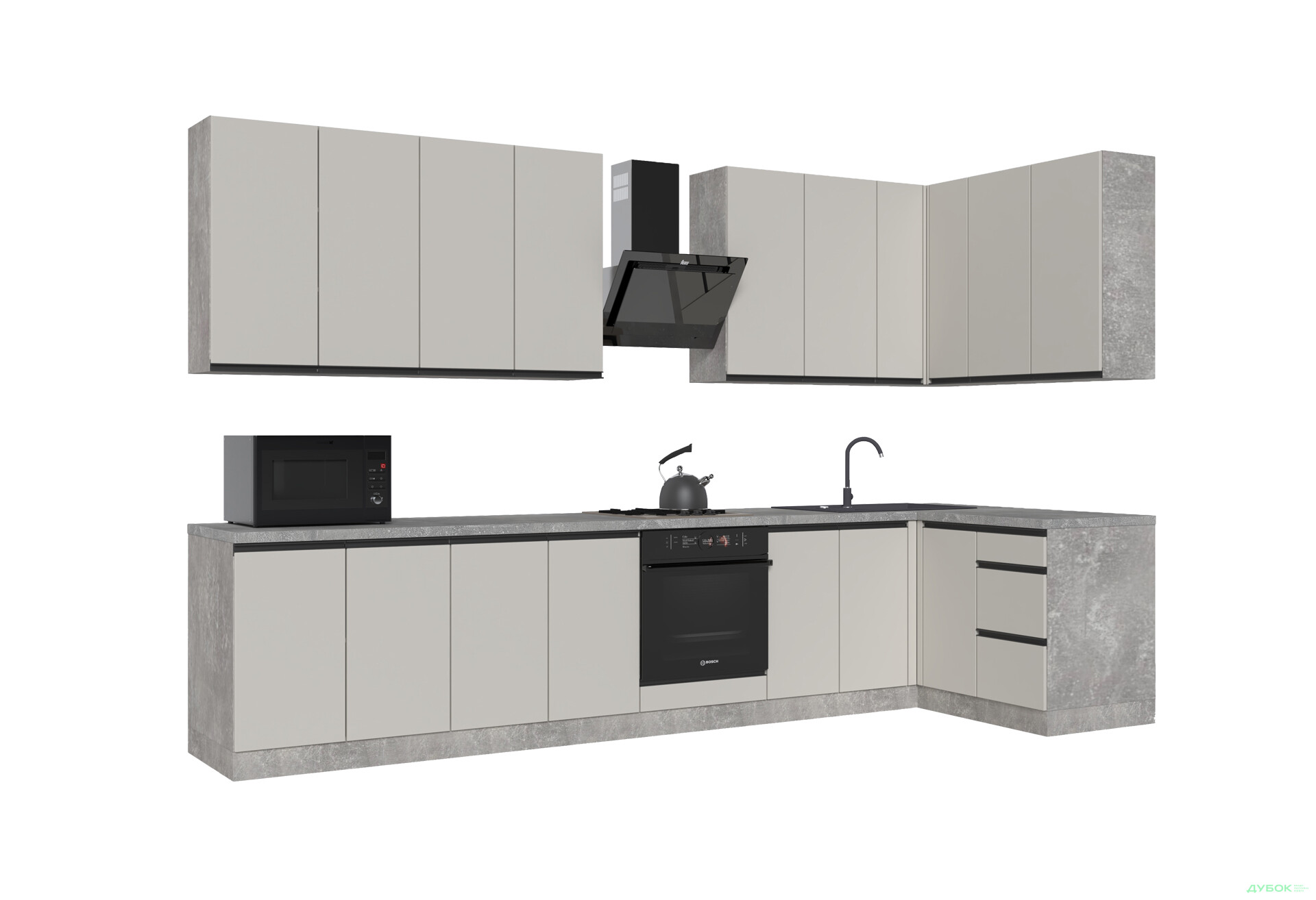 Зображення 4 - Кухня VIP-master ГаМа / GaMa Люкс 360x140 см, бетон / кашемір