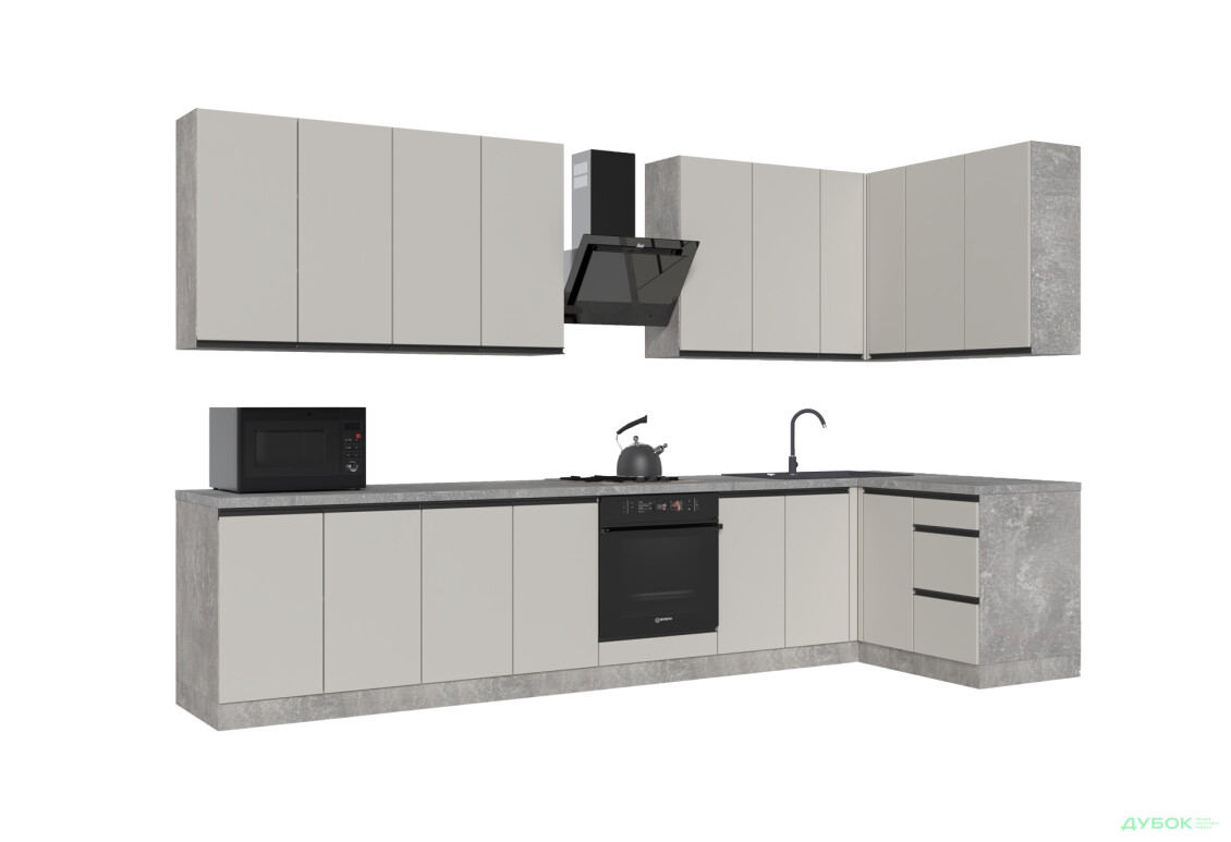 Зображення 4 - Кухня VIP-master ГаМа / GaMa Люкс 360x140 см, бетон / кашемір