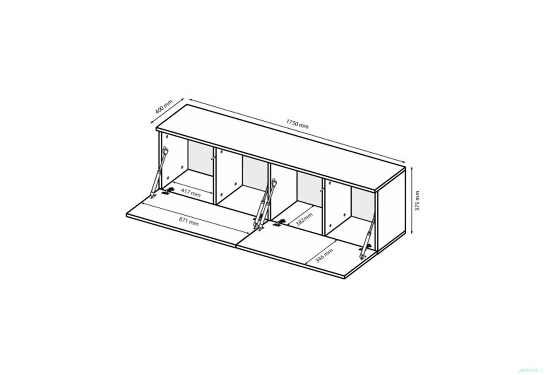 Зображення 5 - Секція під TV підлогова MiroMark Legs Box / Легс Бокс 175 см, глянець білий