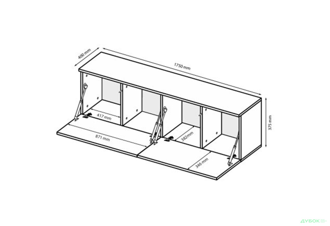 Зображення 5 - Секція під TV підлогова MiroMark Legs Box / Легс Бокс 175 см, глянець білий