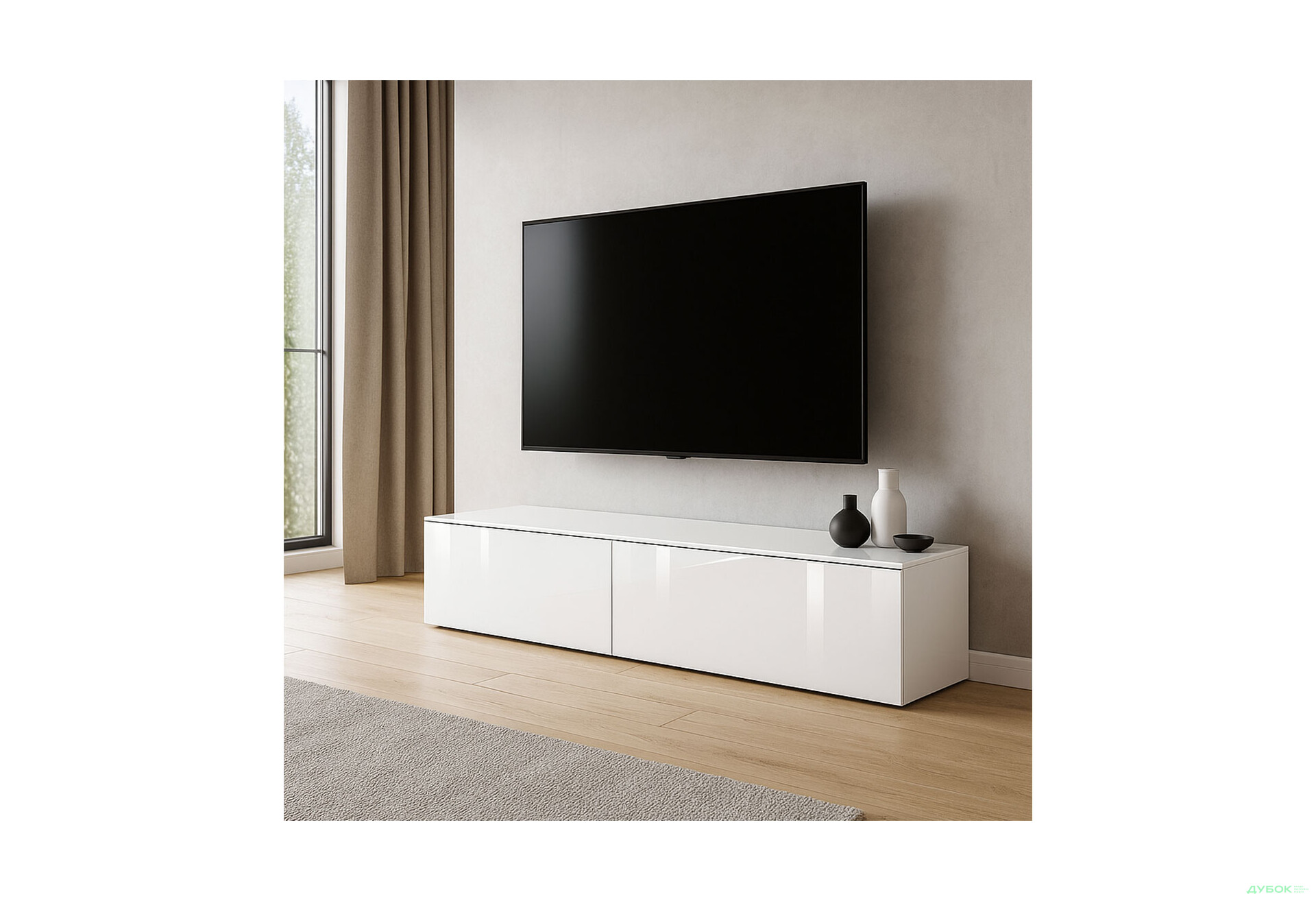 Зображення 2 - Секція під TV підлогова MiroMark Legs Box / Легс Бокс 175 см, глянець білий