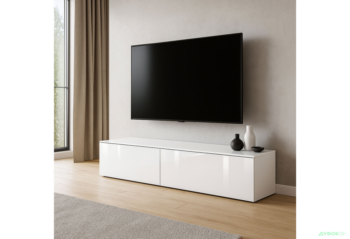 Зображення 2 - Секція під TV підлогова MiroMark Legs Box / Легс Бокс 175 см, глянець білий