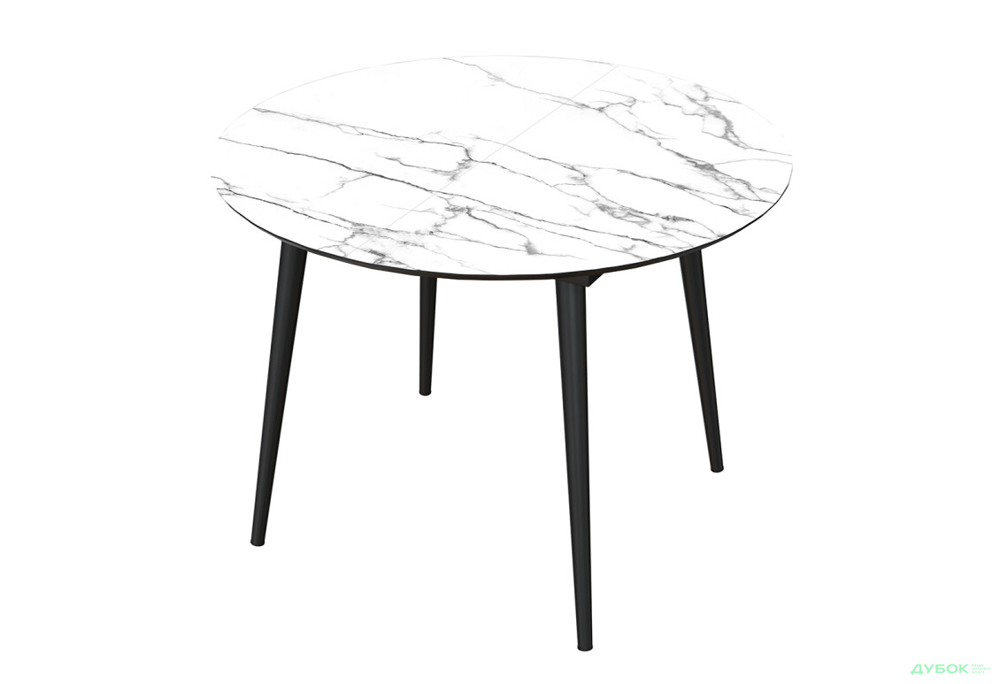 Стіл кухонний Jam Oliver розкладний 100 / 135 см, чорний / скло діамант 66 М