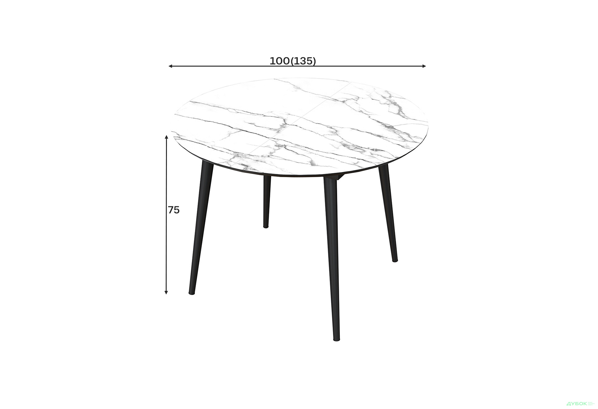 Зображення 4 - Стіл кухонний Jam Oliver розкладний 100 / 135 см, чорний / скло діамант 66 М