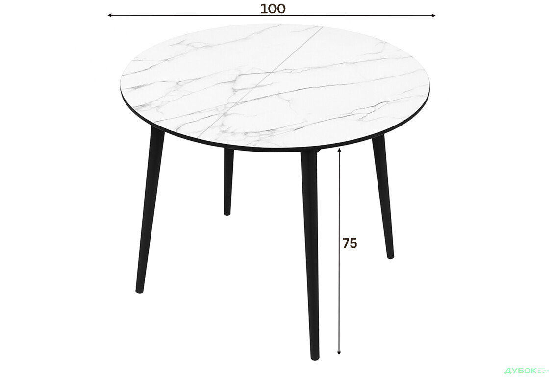 Зображення 3 - Стіл кухонний Jam Oliver розкладний 100 / 135 см, чорний / скло діамант 66 М