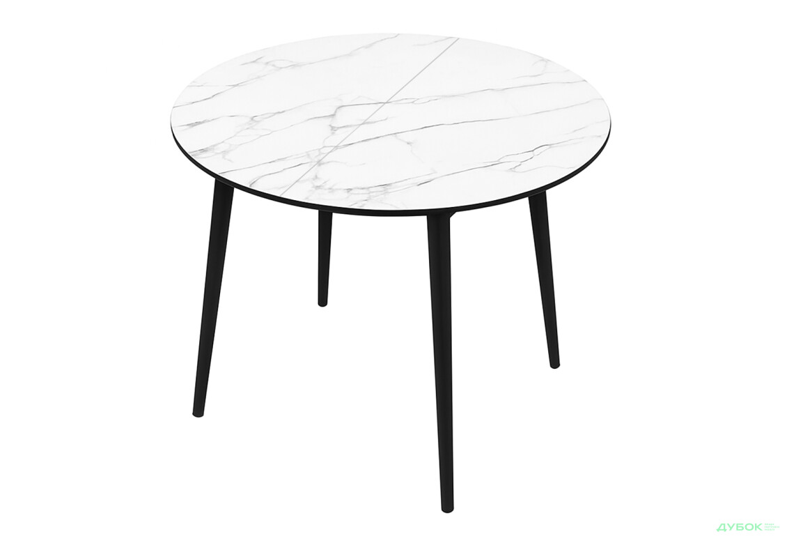 Стіл кухонний Jam Oliver розкладний 100 / 135 см, чорний / скло діамант 66 М