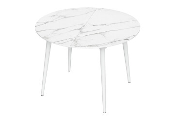 Стіл кухонний Jam Oliver розкладний 100 / 135 см, білий / скло діамант 66 М