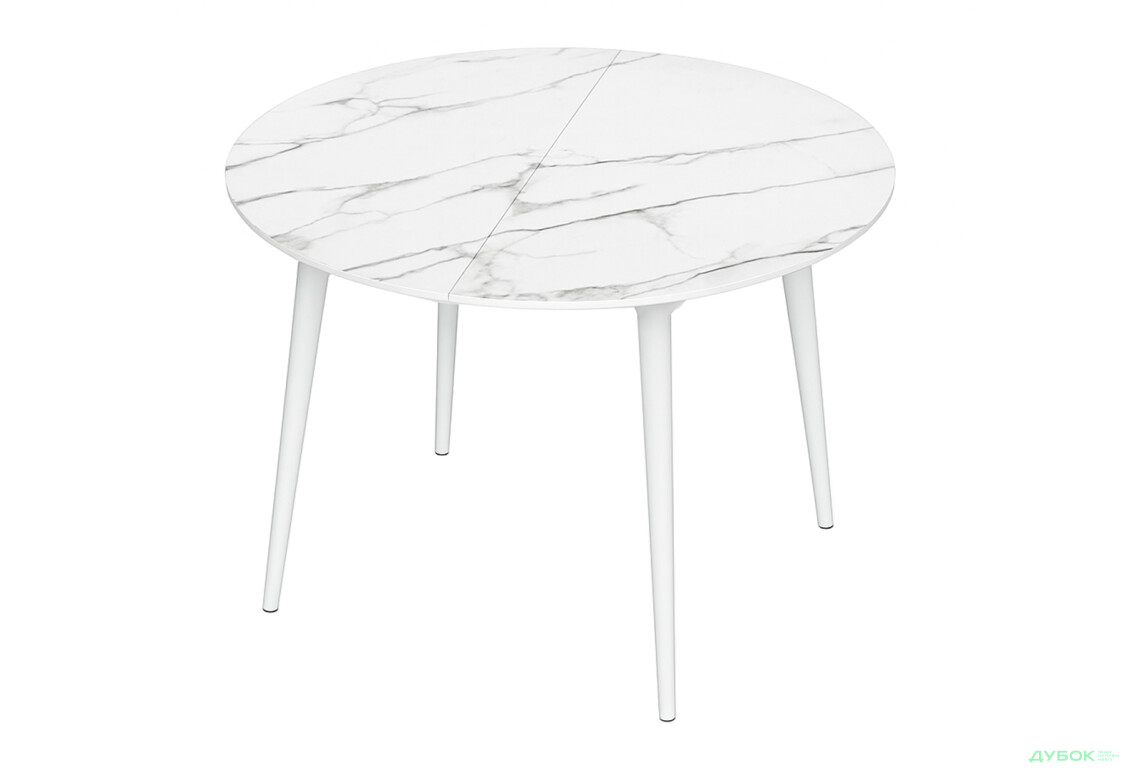 Стіл кухонний Jam Oliver розкладний 100 / 135 см, білий / скло діамант 66 М