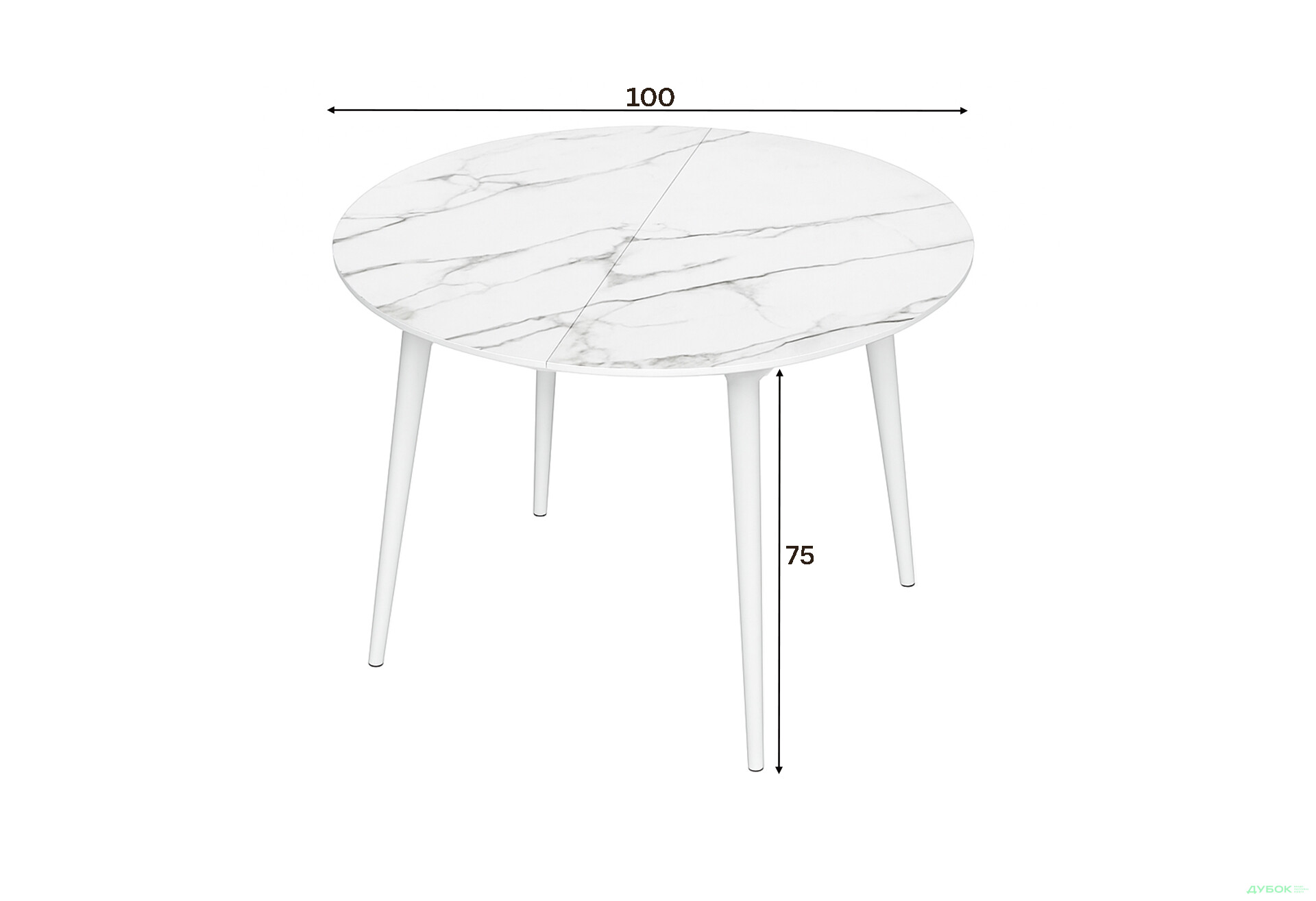 Зображення 3 - Стіл кухонний Jam Oliver розкладний 100 / 135 см, білий / скло діамант 66 М
