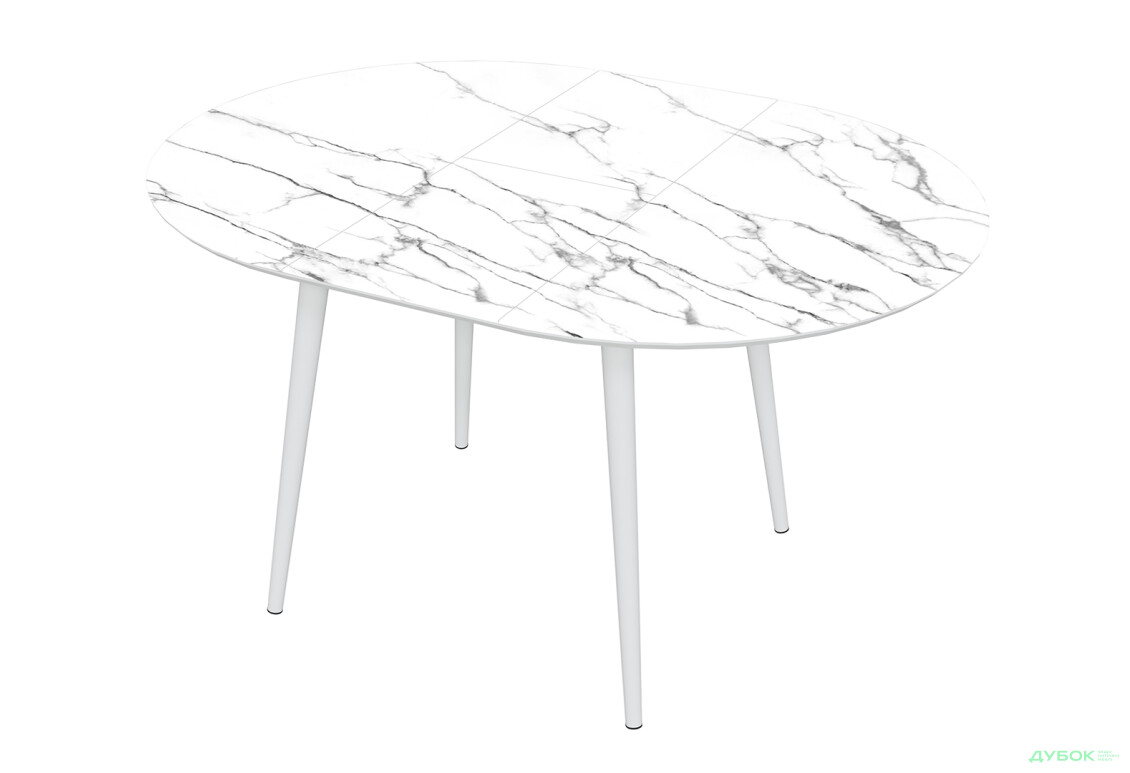 Зображення 2 - Стіл кухонний Jam Oliver розкладний 100 / 135 см, білий / скло діамант 66 М