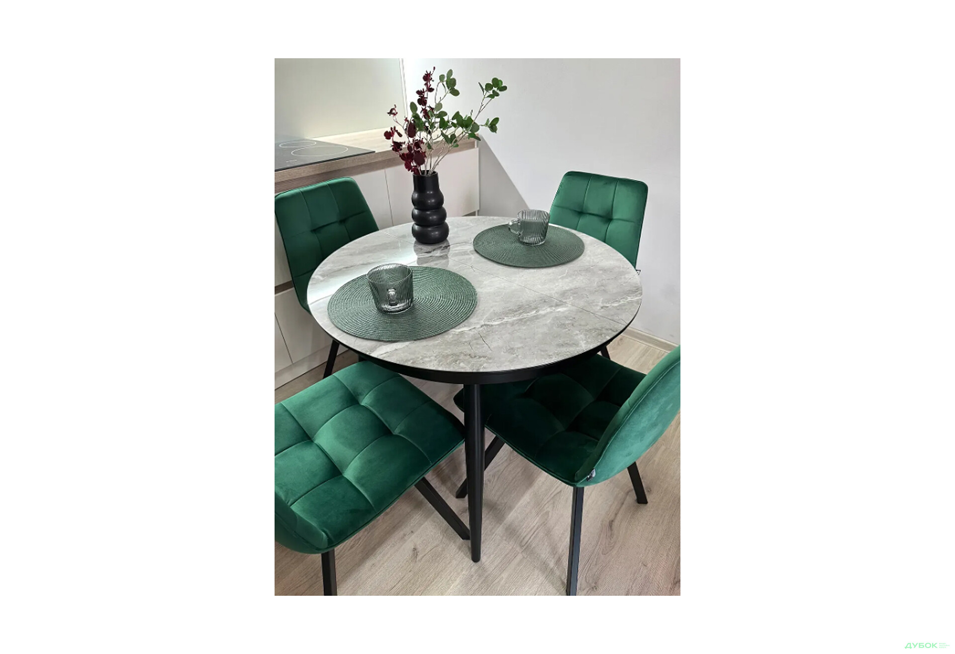 Зображення 4 - Стіл кухонний Jam Oliver розкладний 100 / 135 см, чорний / скло діамант 78 М