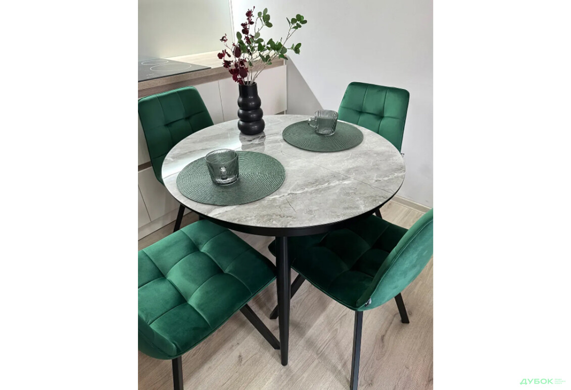 Зображення 4 - Стіл кухонний Jam Oliver розкладний 100 / 135 см, чорний / скло діамант 78 М