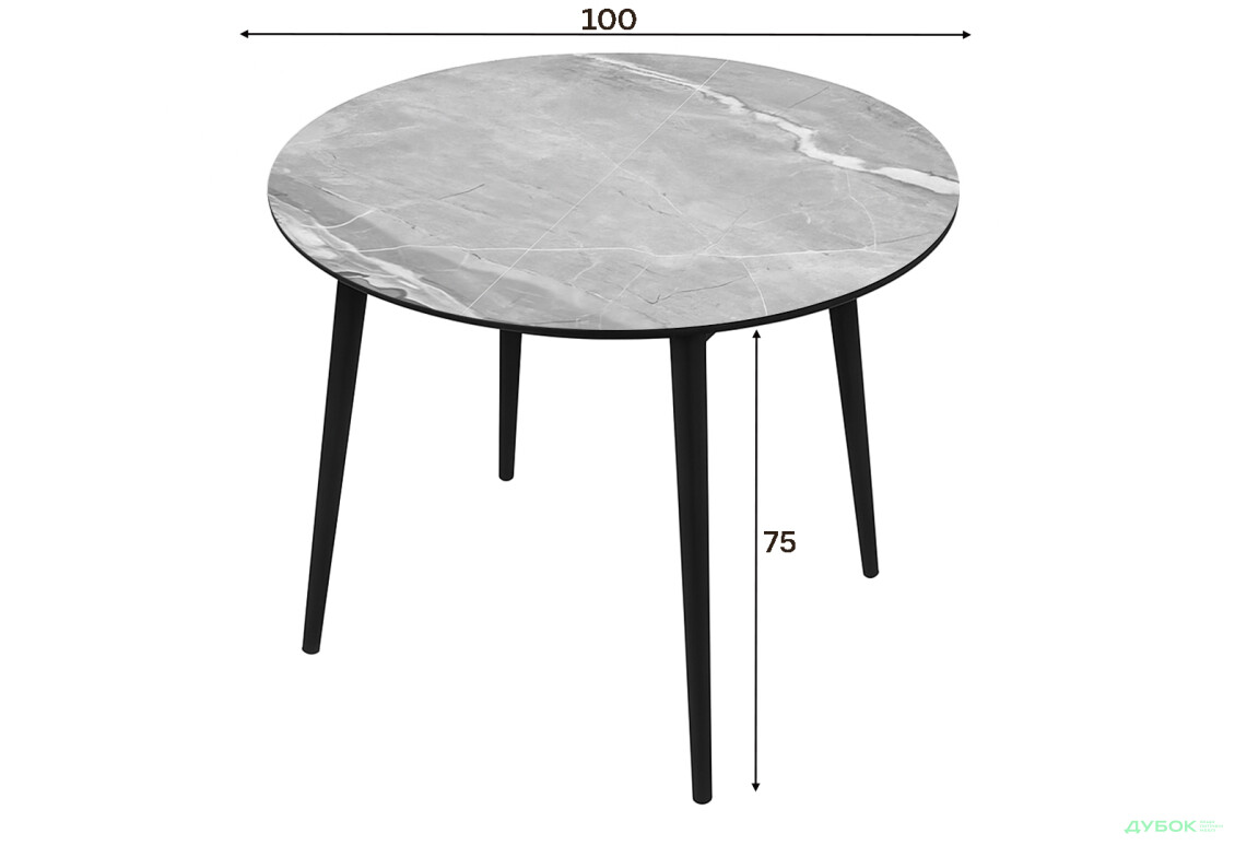 Зображення 5 - Стіл кухонний Jam Oliver розкладний 100 / 135 см, чорний / скло діамант 78 М