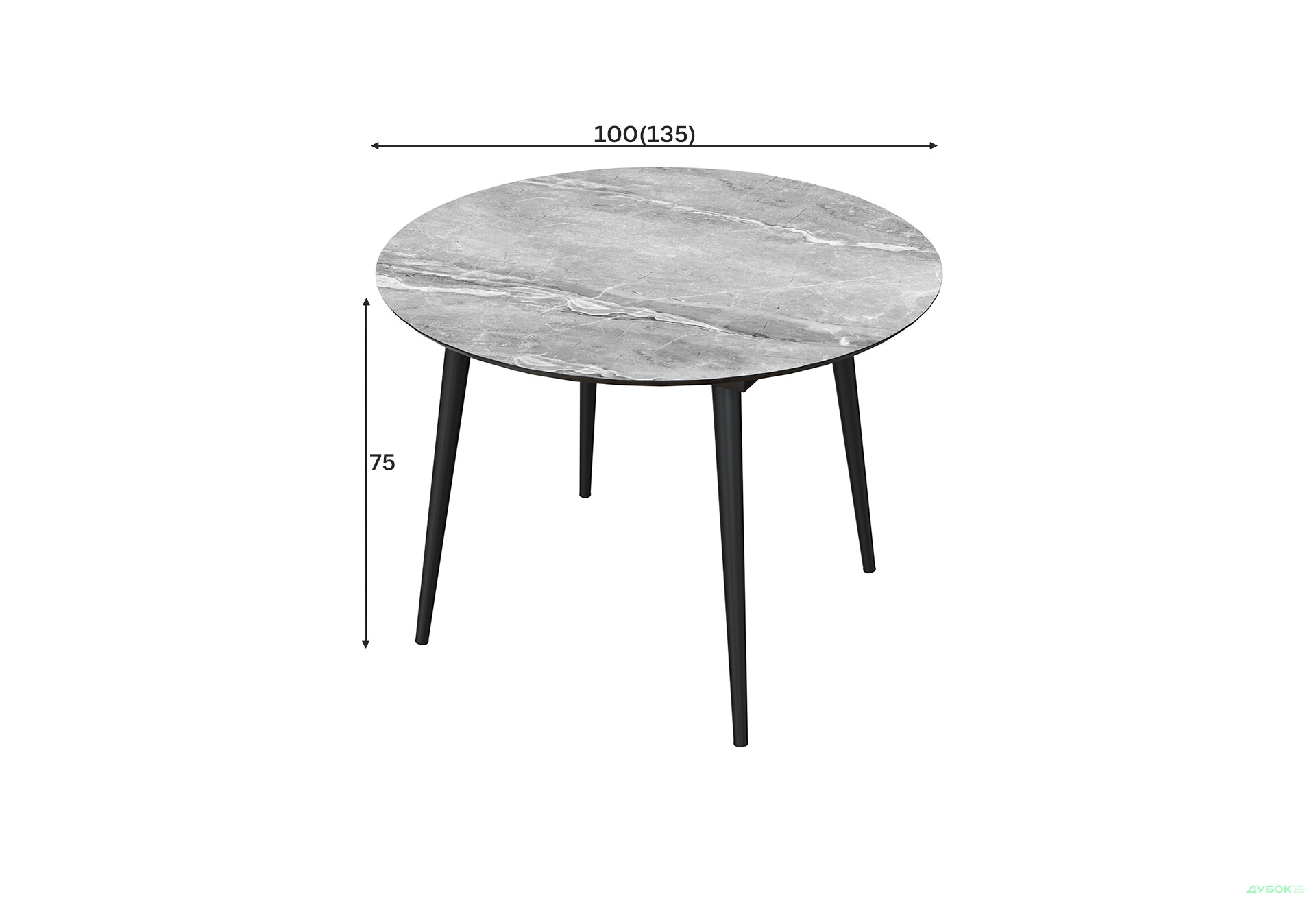 Зображення 5 - Стіл кухонний Jam Oliver розкладний 100 / 135 см, чорний / скло діамант 78 М