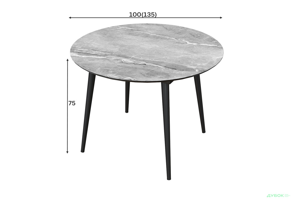 Зображення 5 - Стіл кухонний Jam Oliver розкладний 100 / 135 см, чорний / скло діамант 78 М