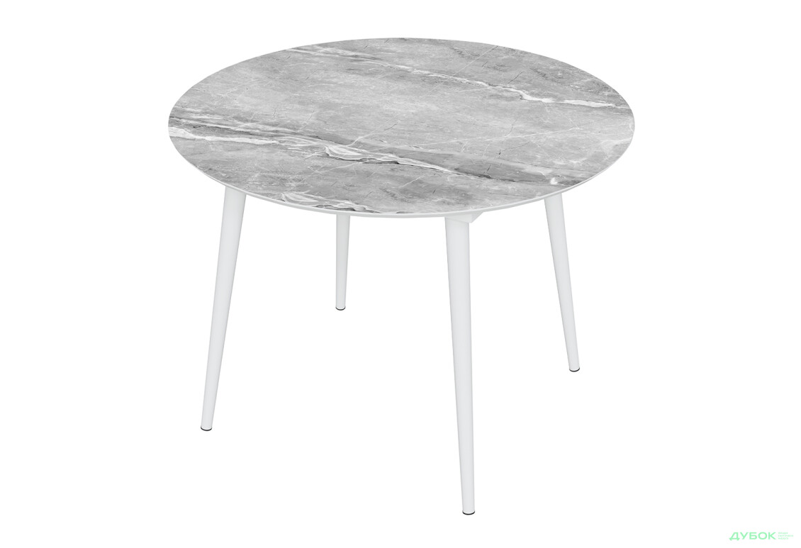 Стіл кухонний Jam Oliver розкладний 100 / 135 см, білий / скло діамант 78 М