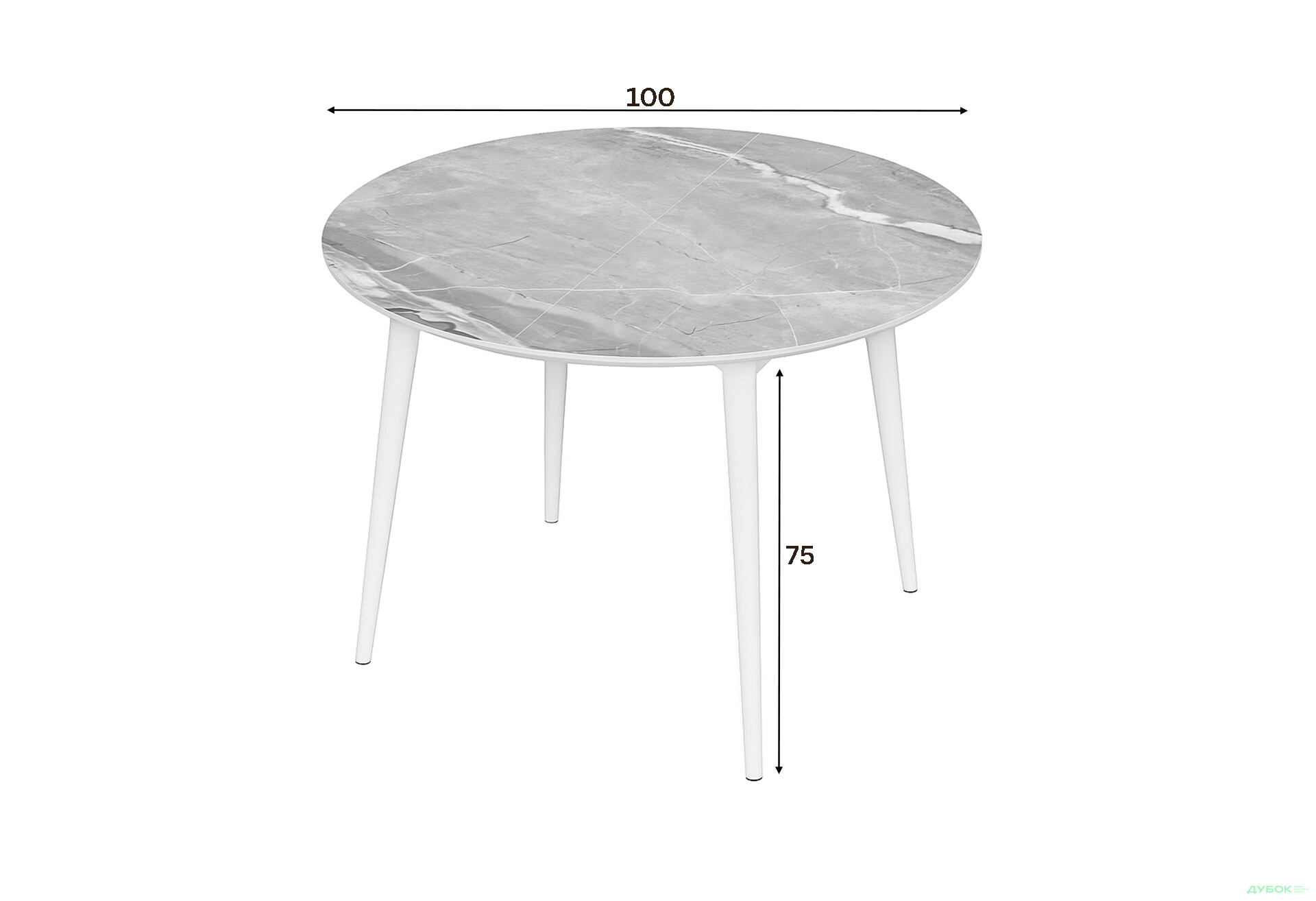 Зображення 3 - Стіл кухонний Jam Oliver розкладний 100 / 135 см, білий / скло діамант 78 М