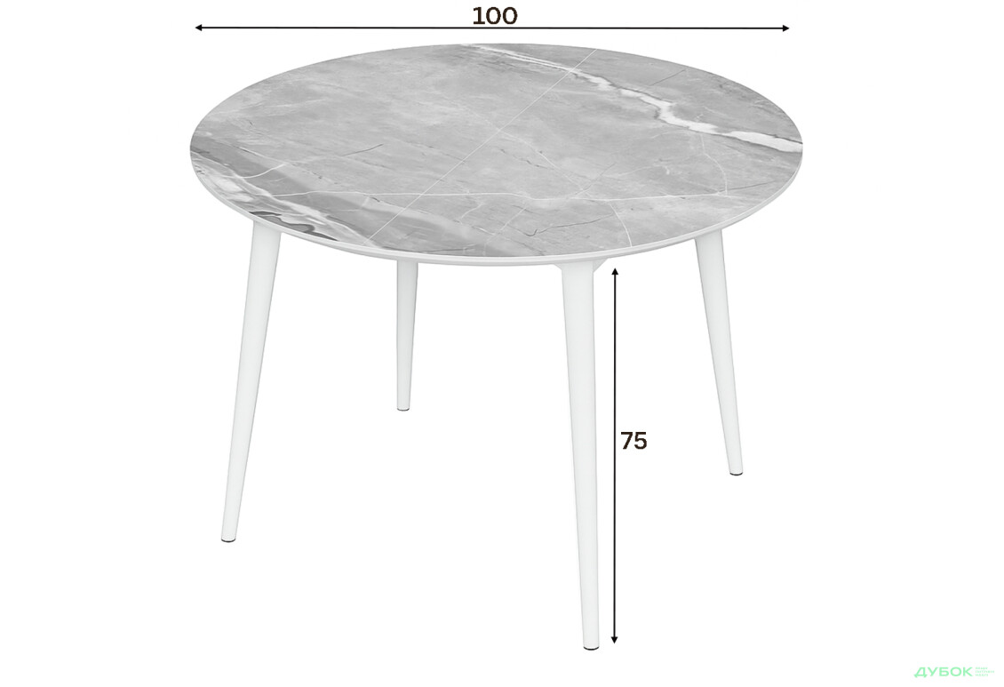 Зображення 3 - Стіл кухонний Jam Oliver розкладний 100 / 135 см, білий / скло діамант 78 М